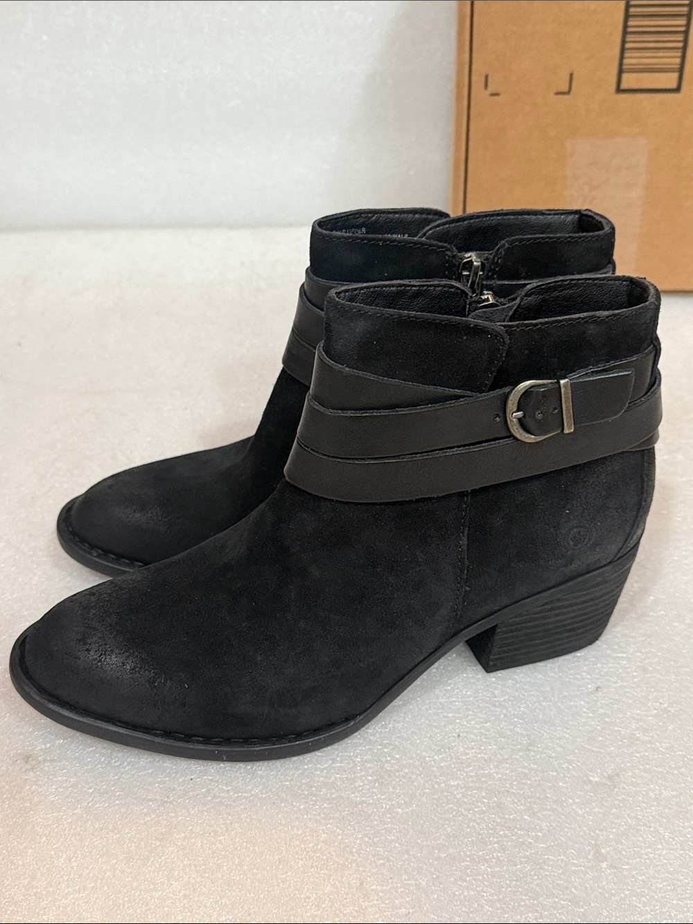 Born Payton Black Distressed Booties Size 8M Women's New